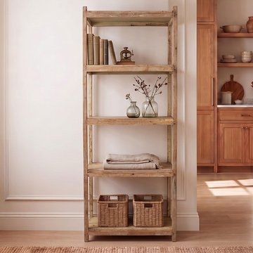 Unique one of a kind - open shelving unit - natural weathered - wooden