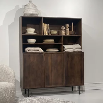 Elan shelving unit - 3 door - chestnut - mango wood