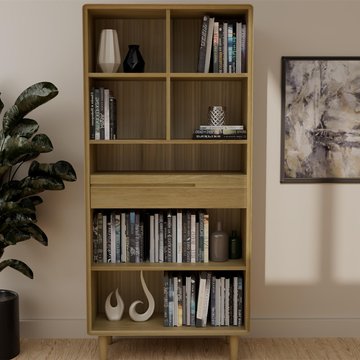 Scandic bookcase - 1 drawer - large - oak