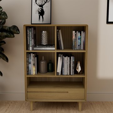 Scandic bookcase - 1 drawer - small - oak