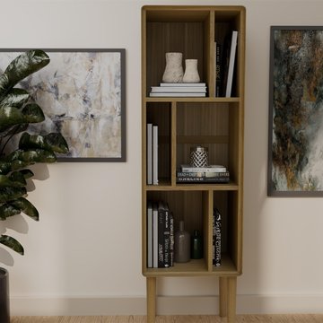 Scandic shelving unit - narrow - oak