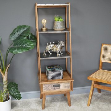 Bookshelf - 1 drawer - open - fir wood