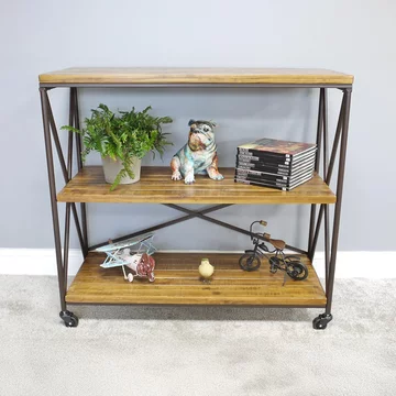 Shelves - wood and metal - on wheels