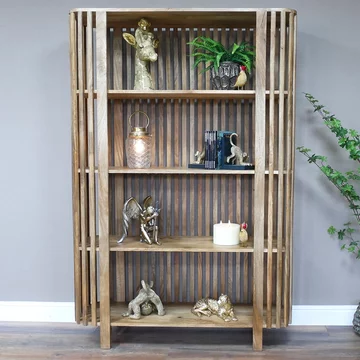 Bookcase - large - slatted - mango wood