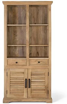 Jaylene bookcase - mango wood - louvered - with cupboard