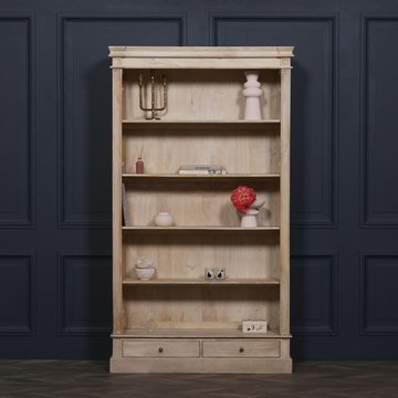 Linda rustic mango wood bookcase - single open