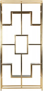 Magnus black glass and gold open shelving unit