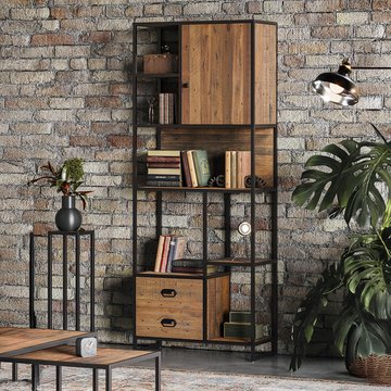 Ooki reclaimed wood bookcase - 2 drawer