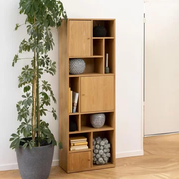 Rangoon bookcase - 3 door - tall - oak