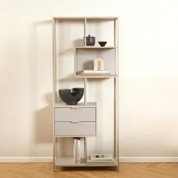 Seaford shelving unit - 2 drawer - tall - grey melamine and metal