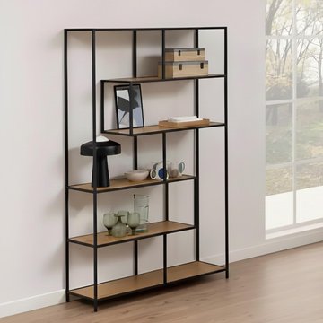 Seaford large bookshelf - oak and black metal