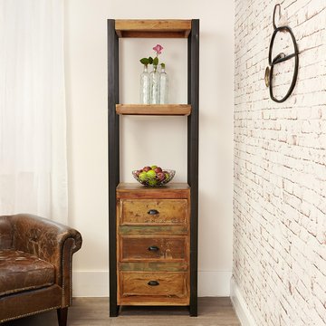 Urban chic reclaimed alcove bookcase - 3 drawer