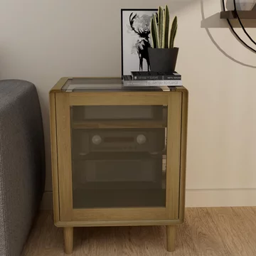 Scandic hifi unit - 1 door - oak