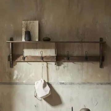 Caroni coat rack - shelf with 4 hooks - natural