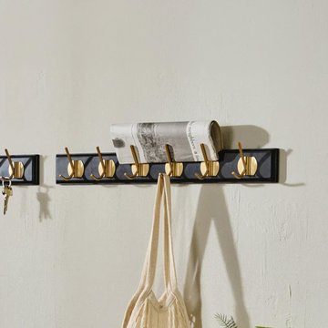 Edgy coat rack - set of 2 - 6 hooks - black