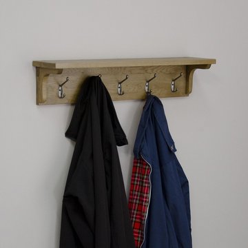 Rustic oak coat rack holder - oak