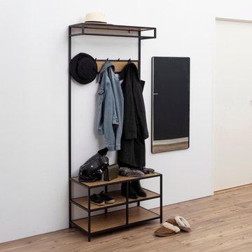 Seaford clothes rack - large - oak and black metal