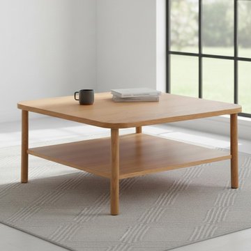 Banbury coffee table - square - oak with shelf