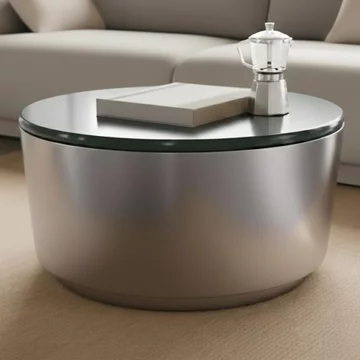 Cangas coffee table - round - green marble top - large