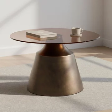 Dunsley coffee table - round - brown glass