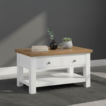 Lundy coffee table - 2 drawer - white painted