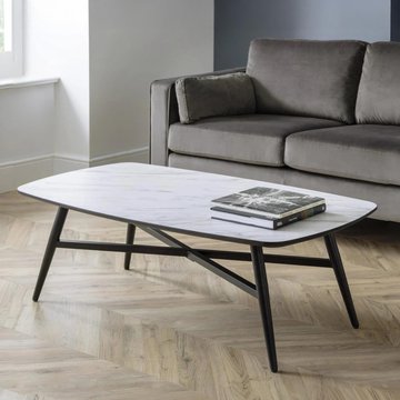 Caruso coffee table - 130cm - white marble effect