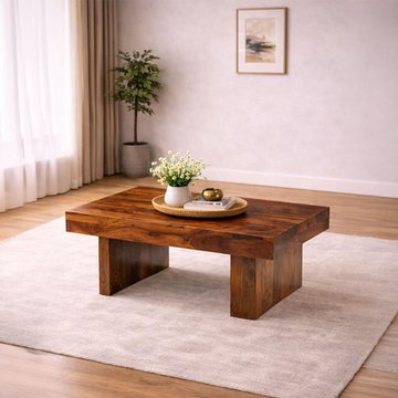Cube sheesham block coffee table