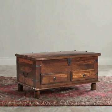 Indian sheesham 2 drawer trunk coffee table