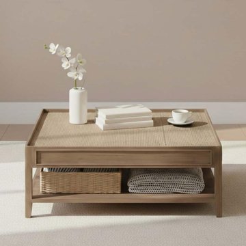 Chesterton coffee table square natural rattan