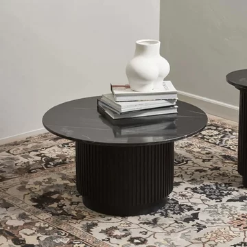 Erie coffee table - round - black marble