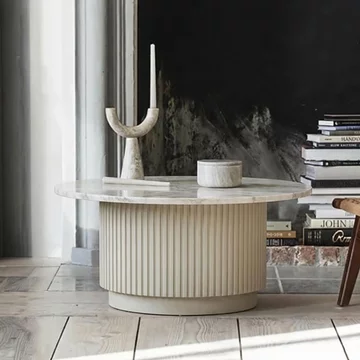 Erie coffee table - round - large - ivory marble