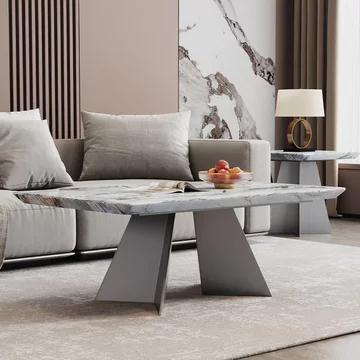 Taurus coffee table - beige marble - dark grey base