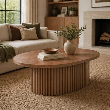Timo coffee table - oval - with slatted base - oiled walnut - variation available