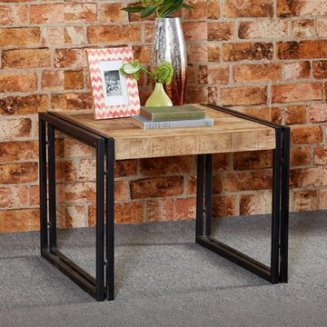 Cosmo coffee table - square - industrial style - wooden and metal