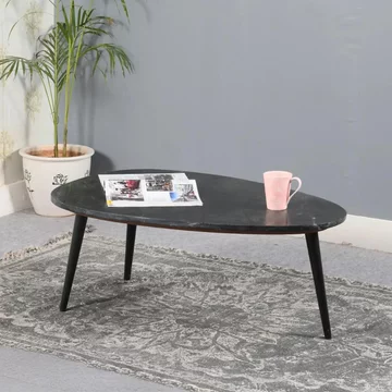 Opal fluted coffee table - black marble