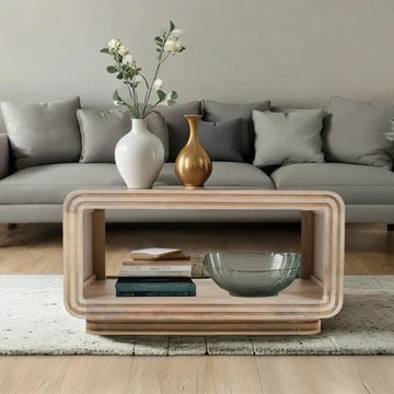 Hudson coffee table - ribbed carved - mango wood
