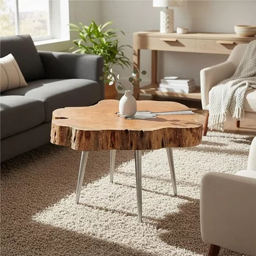 Almora coffee table - log - acacia wood and metal