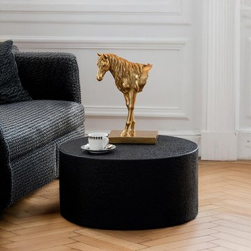 Cylinder coffee table - round - drum base - black - wood