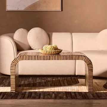Bambusa coffee table - curved - bamboo inlay