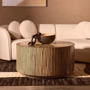 Bambusa coffee table - round - bamboo inlay