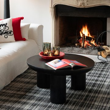 Trio coffee table - round - black - mango wood