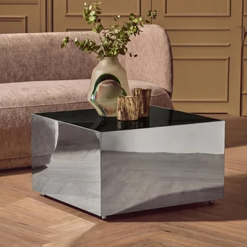 Carlox coffee table - square - black glass and chrome