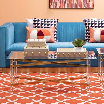 Clarence coffee table - clear glass with gold metal