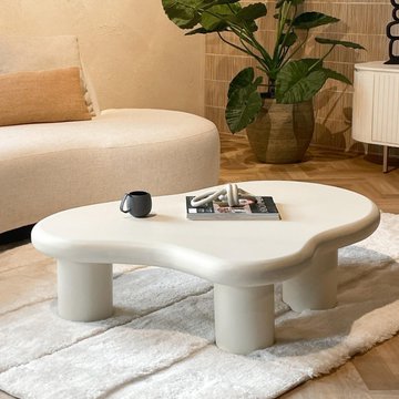 Brix feline coffee table - abstract - low - off white - concrete