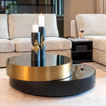 Alexander jones coffee table - round - charcoal and brass