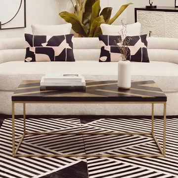 Aris coffee table - black acacia wood with gold base