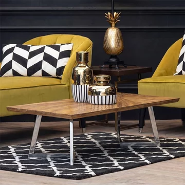 Gabar coffee table - natural bamboo wood with silver metal