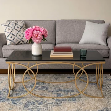 Kia coffee table - black marble with gold metal