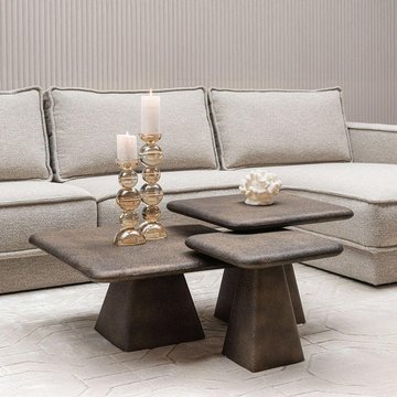 Marlie coffee table - set of 3 - square - gold - metal