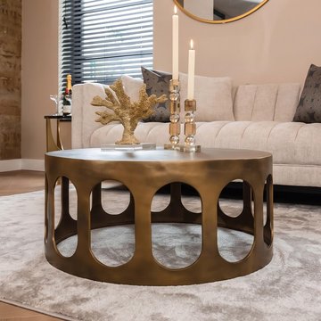 Du pont brushed gold metal round coffee table